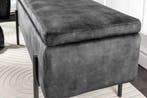Moderne kistbank LOFT 100 cm grijze fluwelen bank met, Ophalen of Verzenden, Nieuw