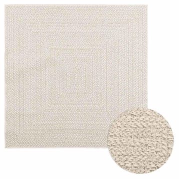 vidaXL Vloerkleed ZIZUR room binnen en buiten 120x120 cm, Verzenden, Nieuw, Crème