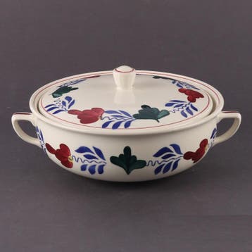 Boerenbont dekschaal medium met handvaten 22 cm (Huishouden), Huis en Inrichting, Keuken | Servies, Verzenden, Nieuw, Aardewerk