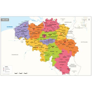 Poster landkaart België - 60 x 90 cm, Ophalen of Verzenden, Nieuw