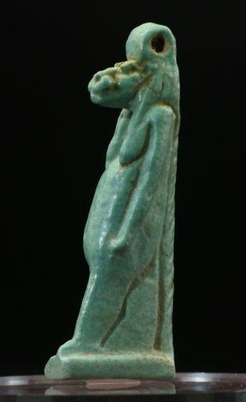 Oud-Egyptisch Faience Godin Taweret - 53 mm (Zonder
