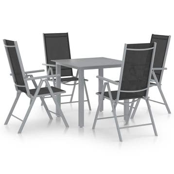 vidaXL 5-delige Tuinset aluminium zilverkleurig en zwart, Verzenden, Nieuw, Aluminium, Tuinset