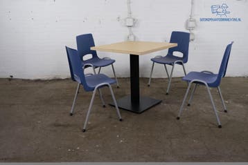 Kantinetafel 75x75 mosterdgeel multiplex zwart frame compact, Zakelijke goederen, Kantoor en Winkelinrichting | Kantoormeubilair en Inrichting