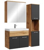 Badkamermeubel Set Montreal 60 cm Eiken Zwart Mat Badmeubel, Huis en Inrichting, Badkamer | Badkamermeubels, Verzenden, Nieuw