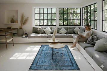 Blauw designer vintage - Vloerkleed - 220 cm - 115 cm - met, Nieuw