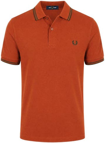 Fred Perry Polo Tipped M3600 Brique 81C maat L Heren, Kleding | Heren, Maat 52/54 (L), Verzenden, Nieuw, Oranje