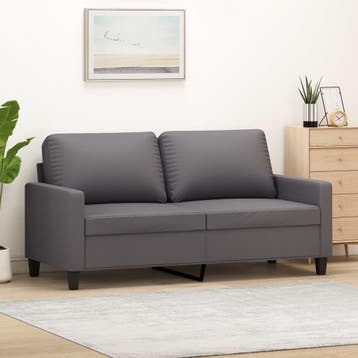 vidaXL Tweezitsbank 140 cm kunstleer grijs, Verzenden, Nieuw, Tweepersoons, Leer