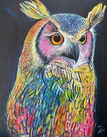 Luca Domiro - RAINBOW WATCHER OWL - Large