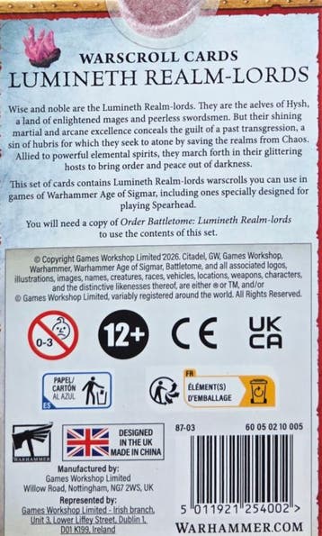 Lumineth Realmlords Warscroll Cards (Warhammer Age of Sigmar, Hobby en Vrije tijd, Ophalen of Verzenden, Nieuw