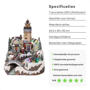2dekans | Cheqo kerstdorp met draaiende kerstboom - LED, Diversen, Kerst, Ophalen of Verzenden, Zo goed als nieuw