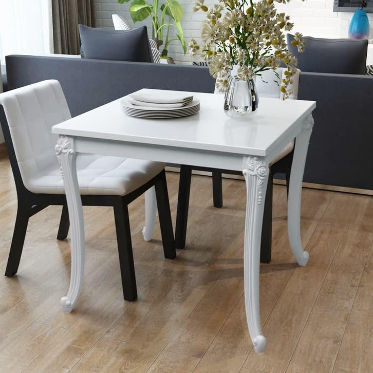 vidaXL Eettafel 80 x 80 x 76 cm hoogglans wit, Huis en Inrichting, Tafels | Eettafels, Nieuw, Verzenden