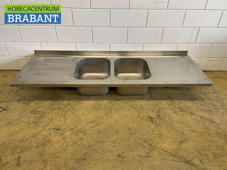 RVS Spoelblad Dubbele spoelbakken 200 x 70 cm Horeca, Zakelijke goederen, Horeca | Keukenapparatuur, Nieuw zonder verpakking, Ophalen of Verzenden