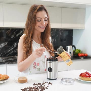 TIROSS Elektrische koffiemolen 150 W met rvs messen, 50 g..., Ophalen of Verzenden, Nieuw