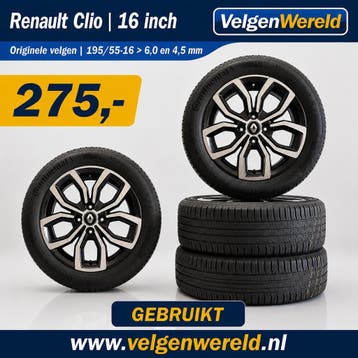 16 inch originele Renault Clio IV velgenset 1955516 | 0726-1, Gebruikt, 16 inch, Banden en Velgen, Ophalen of Verzenden