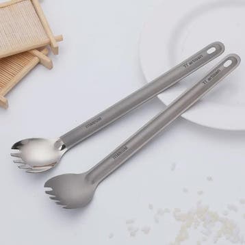 Tiartisan Titanium Spork: Ultralichte Lange Lepel & Vork voo