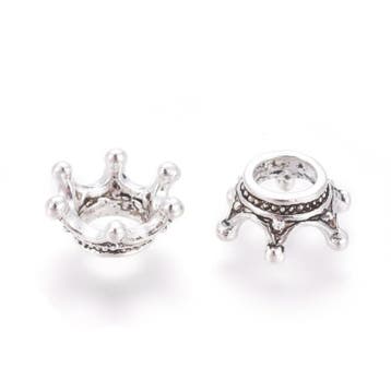 10 x metalen kralenkapjes kroontje antiek zilverkleur 13mm, Ophalen of Verzenden, Nieuw, Kraal