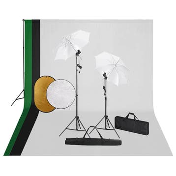 vidaXL Fotostudioset met lampen, achtergrond en reflector, Verzenden, Nieuw