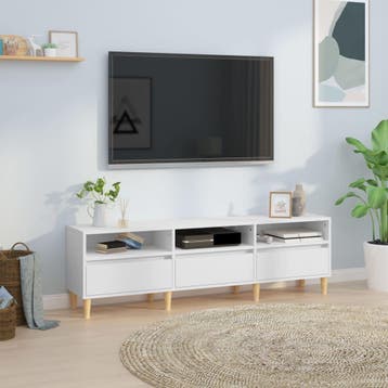 vidaXL Tv-meubel 150x30x44,5 cm bewerkt hout wit, Minder dan 50 cm, Verzenden, Nieuw, Minder dan 100 cm