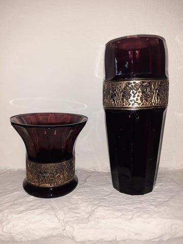 Walther &Söhne - Pot (2) - Glas-in-lood - Amethisten glas