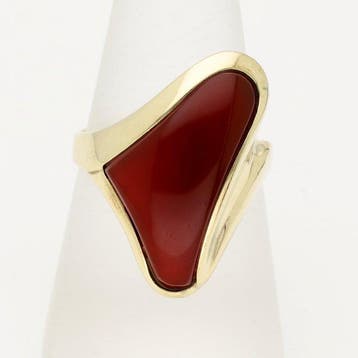 Ring - 14 karaat Geel goud - Carneool, Nieuw