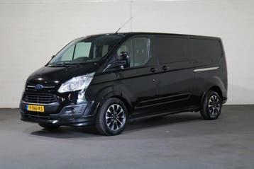 Ford Transit Custom 2.0 TDci 170pk L2 H1 DC Limited, Stof, Gebruikt, Euro 6, Zwart