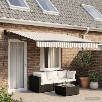 vidaXL Handmatige Zonnescherm 4 x 3 m Lichtgrijs en wit, Verzenden, Nieuw