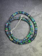 Natuurlijke Ethiopische zwarte opalen halsketting + 925