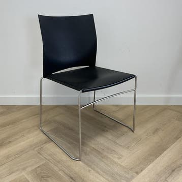 Viasit kantinestoel / stapelstoel,  zwart - chroom, Huis en Inrichting, Stoelen, Gebruikt, Zwart, Ophalen of Verzenden, Eén