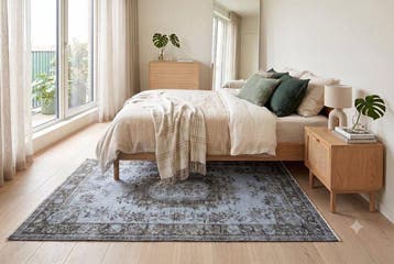 Grijs-blauw vintage - Vloerkleed - 205 cm - 115 cm - met, Nieuw