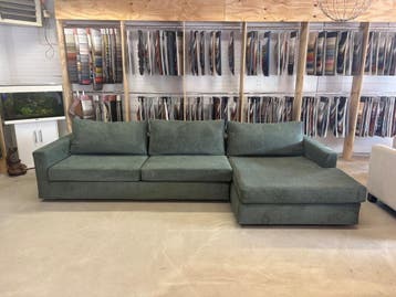 Linteloo loungebank 330 cm – opnieuw gestoffeerd – mosgroen, Ophalen of Verzenden, Zo goed als nieuw