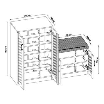 Schoenenkast Løten 97x120x36 cm wengé [en.casa], Verzenden, Nieuw