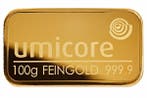 100 gram goudbaar Umicore LBMA gecertificeerd, Verzenden, Goud
