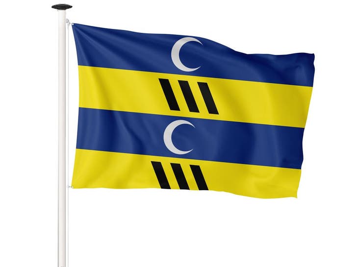 Vlag Ameland 100x150cm (voor gevelstok), Diversen, Vlaggen en Wimpels, Nieuw