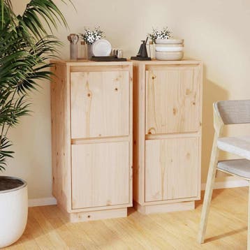vidaXL Dressoirs 2 st 31,5x34x75 cm massief grenenhout, Verzenden, Nieuw, Grenenhout, Minder dan 50 cm