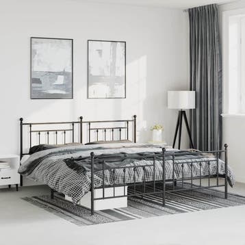 vidaXL Bedframe met hoofd- en voeteneinde metaal zwart, Verzenden, Zwart, Metaal, Nieuw