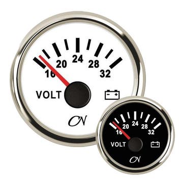 CN voltmeter 24V met Chromen ring Wit of Zwart-Zwart, Ophalen of Verzenden, Nieuw