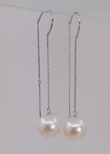 Oorbellen - 18 karaat Witgoud - 9x10mm Edison Pearls, Nieuw