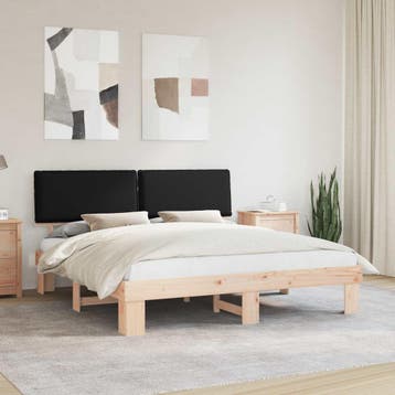 vidaXL Bedframe met Gevoerd Hoofdgedeelte Zwart 180 x 200 cm, Verzenden