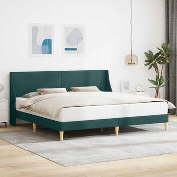 vidaXL Bedframe 202 x 184 x 96 cm aansluitplaat, Verzenden, Nieuw, Groen, Stof