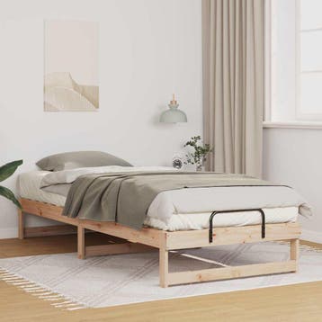 vidaXL Bedframe Bruin 80 x 220 cm Massief grenenhout, Huis en Inrichting, Slaapkamer | Bedden, Verzenden, Nieuw, Bruin, Hout