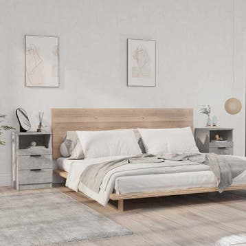vidaXL Nachtkastjes 2 st Betongrijs Standard Engineered wood, Minder dan 45 cm, Verzenden, Nieuw, 55 tot 70 cm