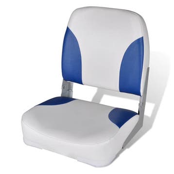 vidaXL Bootstoel met blauw-wit kussen inklapbaar 41x36x48 cm, Verzenden, Nieuw