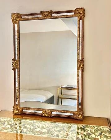 Vintage DeKnudt spiegel 94x66cm, Antiek en Kunst, Antiek | Spiegels, Ophalen of Verzenden