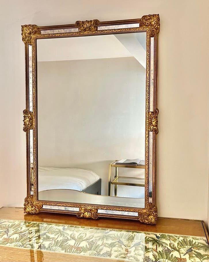 Vintage DeKnudt spiegel 94x66cm, Antiek en Kunst, Antiek | Spiegels, Ophalen of Verzenden