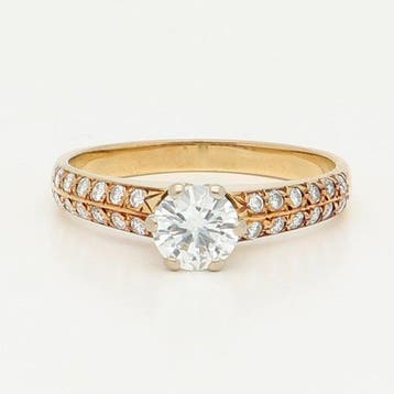Ring - 18 karaat Geel goud, Witgoud - Diamant, Sieraden, Tassen en Uiterlijk, Ringen, Nieuw