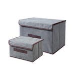 Opbergboxen Set - 2 Stuks - Grijs - Opbergmanden met Deksel, Huis en Inrichting, Kasten | Kledingkasten, Verzenden, Nieuw