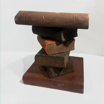 sculptuur, Sellette en bois livres art populaire - 32 cm -