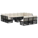 vidaXL Tuinbankenset 14 pcs Zwart poly rattan, Verzenden, Nieuw, 4 zitplaatsen