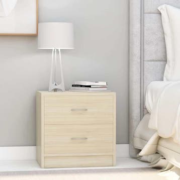 vidaXL Nachtkastjes 2 st 40x30x40 cm bewerkt hout sonoma, Minder dan 45 cm, Verzenden, Nieuw, Minder dan 55 cm