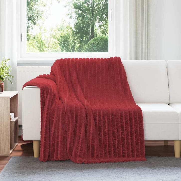 vidaXL Gooi Deken Bordeaux Rood 200 x 150 cm Fleece, Huis en Inrichting, Slaapkamer | Beddengoed, Rood, Nieuw, Verzenden